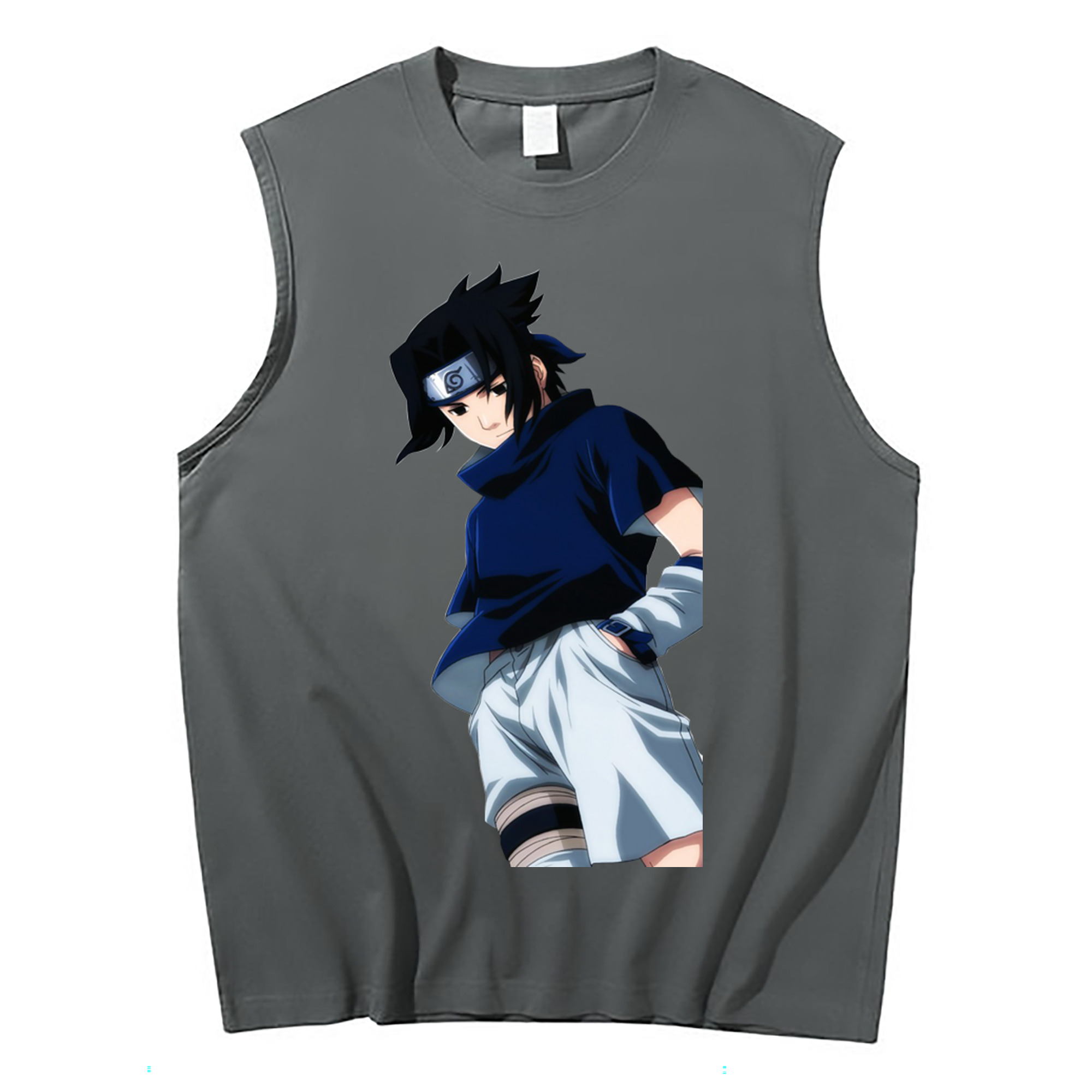 （画像用） NARUTO -ナルト- うちは サスケ Uchiha Sasuke コットン100％タンクトップ（フロントプリント）